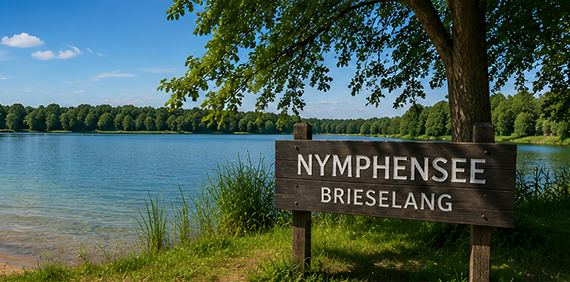 Hinweisschild am Nymphensee in Brieselang nahe der Unterkunft HK Vermietung